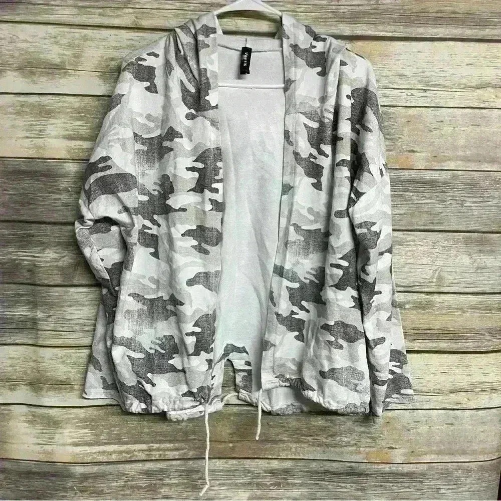 Venti6 made in Italy‎ camo open cover up long sleeve women's small